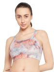 Clovia Women's Medium Impact Padded Printed Sports Bra with Removable Cups (BRS067P05_Grey_S)