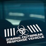 HastingsDesigner ZOMBIE OUTBREAK VEHICLE Funny Car,Window,Bumper JDM DUB EURO Vinyl Decal Sticker (White)