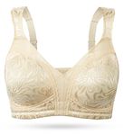 WingsLove Women's Full Coverage Non Padded Comfort Bra Minimizer Wire-Free Bra, Nude, 42D