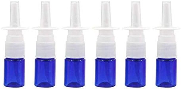 12Pcs Mini Plastic Nasal Spray Bottles - 5Ml Fine Mist Sprayers Atomizers Cosmetic Perfume Makeup Water Storage Holder Container Portable Empty Refillable(Blue)