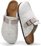 Project Cloud Mens Clogs - Full Grain Genuine Leather Memory Foam Slippers for Men Arch Support Mens Slippers - Non Slip Clogs for Men Cork Footbed - Men's Mules & Clogs (Brooklyn, LTGREY, 12)