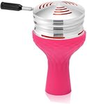 Afoosoo Hookah Bowl Set with HMD - Upgade Aluminum Heat Management Device Charcoal Stove Holder with Cover Head + Silicone Phunnel Hookah Bowl | Long Handle | Quick Heat | Easy Cleaning (Pink)