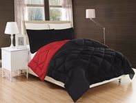 Elegant Comfort Soft Down Alternative Reversible 2-Piece Comforter Set, Microfiber, Black/Burgundy, Twin XL