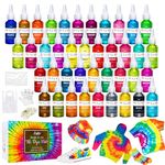 Tie Dye Kit - 40 Colors Permanent Fabric Dye with Rubber Bands, Gloves, Table Cover, Apron for Tie-Dye Art - All-in-1 Non Toxic Textile Paint Dye for DIY Shirt, Hoodie Clothing Painting