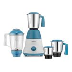 Bajaj Rex DLX Mixer Grinder 750W |Mixie For Kitchen With Nutri-Pro Feature|4 Stainless Steel Mixer Jars|Multifunctional Blade| Dry & Wet Grinding| Overload Protector|1-Yr Warranty By Bajaj|White/Blue