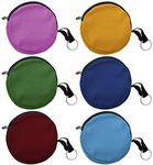 Muka 6-Pack Round Keychain Pouches, Cotton Canvas Ear Bud Case Mixed Colors