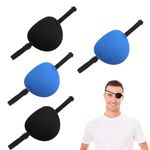 4 Pcs Eye Patches Adjustable Medical Eye Patch Eye Patch Medical Amblyopia Lazy Eye Patches Eyepatch for Left or Right Eyes 3D Groove Design Adjustable Pirate Eye Patch(Black, Blue)