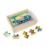 Melissa & Doug Construction Vehicles 4-in-1 Wooden Jigsaw 12-Piece Puzzles (Beautiful Original Artwork, 48 Pieces Total)