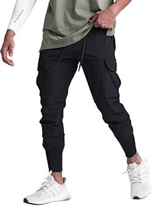 Surenow Mens Running Jogger Pants Workout Athletic Sweatpants Lightweight Thin Quick Dry Tapered Hiking Pants Sports Pants, Black, Small