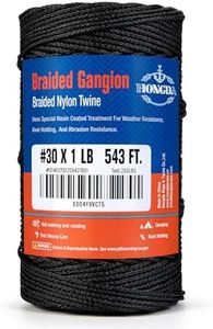 HONGDA Braided Black Nylon String, #30 Tarred Bank Line Twine, 543 Feet Black Tarred String for Gardening, Construction, Gear Tying, Jungle Survival