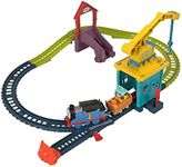 Fisher-Price Thomas and Friends Train Set with Carly the Crane, Sandy the Rail Speeder and Motorized Thomas Train, Fix ‘em Up Friends