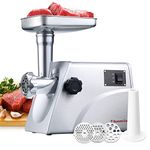 Sunmile SM-G33 Electric Meat Grinder - 1HP 800W Max Power - ETL Stainless Steel Meat Grinder Mincer Sausage Stuffer - Stainless Steel Blade and Plates, 1 Big Sausage Maker