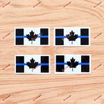 Thin Blue Line Police Canada Canadian Flag Decal Sticker Vinyl - 4 Pack Reflective 2 Inches - for Car Boat Laptop Window