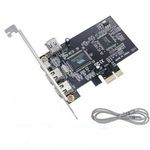 Multibao PCIe 3 Ports 1394A Firewire Expansion Card, PCI Express (1X) to External IEEE 1394 Adapter Controller (2 x 6 Pin + 1 x 4 Pin) for Windows 7/8/Mac OS with Low Profile Bracket and Cable