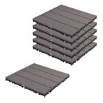 Sharpex WPC Deck Tiles with Interlocking | 6 Piece Floor Decking Water Resistant Tile for Balcony, Terrace, Garden, Poolside | Quick Flooring Solution for Indoor/Outdoor (Grey, 6 Piece)