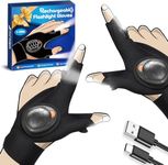 PARIGO Flashlight Gloves for Men Rechargeable (1 Pair) Stocking Stuffers for Men Dad Him Husband Teen Boys, Christmas Birthday Gifts Cool Gadgets Led Gloves for Fishing Camping Repairing