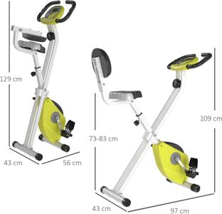 HOMCOM Folding Exercise Bike – Compact Indoor Cardio, Yellow