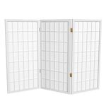 Oriental Furniture Under Desk Size, 3-Feet Window Pane Small Shoji Privacy Screen Room Divider, 3 Panel White