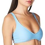 Volcom Women's Simply Solid Vneck Swimsuit, Coastal Blue, XS