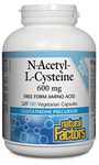 Natural Factors N-Acetyl-L-Cysteine NAC 600mg Bonus Size, 180 VegCaps includes 60 Bonus Capsules, Free form Amino Acid