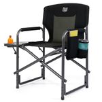 TIMBER RIDGE Lightweight Oversized Camping Chair, Portable Aluminum Directors Chair with Side Table for Outdoor Camping, Lawn, Picnic and Fishing, Supports 400lbs (Black)