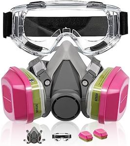 CGSGDK Reusable Half Face Respirator Mask with Filters, Gas Mask with Anti-Fog Goggle, Paint Mask for Dust, Painting, Organic Vapor, Epoxy Resin, Welding, Construction Work, Woodworking, Chemical