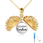 ONEFINITY Sterling Silver Sunflower Urn Necklace for Ashes You Are My Sunshine Pendant Cremation Jewelry for Ashes of Loved Ones Keepsake