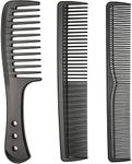 Limko Carbon Fiber Hair Combs Set Anti Static Styling Grooming Comb Heat Resistant Hairdressing Comb(Black-3PCS)