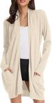 GRACE KARIN Womens Light Weight Long Sleeve Open Front Long Cardigan (L,Beige)