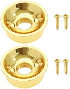 LT Easiyl 2pcs M9 Guitar Jack Board Metal Cover Plate Socket Metric Threaded Jack Baffle Fixing Cover Suitable for Electric Guitars, Gold
