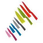 Kuhn Rikon Colori+ Everyday 5 Pc Kitchen Knife Set (Bread Knife, Chef Knife, Utility Knife, 2x Paring Knife) Kitchen Knives Set, Sharp Knife Set – 3 Year Kuhn Rikon Kitchen Accessories Guarantee