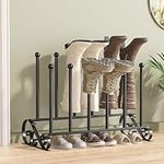 Garden Free Standing Shoe Racks - Black Metal Shoe Organizer for Boots, Artistic Boot Rack with Swirls Shape, Farmhouse Shoe Rack for Bedroom, Entryway, Patio Outdoor, Shoe Storage Fit for 6 Pairs