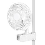 HealSmart 6-Inch Grow Tent Poles Clip Fan, Monkey Fan, Manually Adjustable 90° Angles, 15W, 2-Speeds Control, 63 inch Cord Length, White