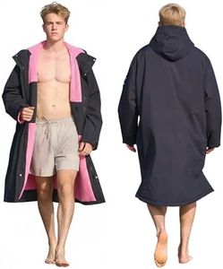 Owntop Waterproof Swim Parka for Kids Youths and Adults - Unisex Hooded Surf Poncho, Oversized High-Low Hem Windproof Changing Robe, Sherpa Winter Warm Beach Towel Jacket with Pockets Black Rose M