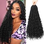 Boho Goddess Braids Crochet Hair for Black Women 22 Inch 8 Packs Bohemian Crochet Braids Hair Extensions with Curly Ends Boho Box Braids Crochet Hair (1B, 22 Inch (Pack of 8))