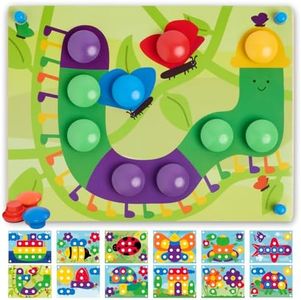 Nene Toys Gioco Chiodini per Bambini di 2+ Anni, Puzzle Educativo in Legno per Bambini di 2 3 Anni - Giocattoli Montessori con Chiodini Colorati e Carte Abbinate - Regalo Didattico per Bimbo e Bimba
