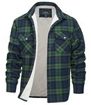 EKLENTSON Men's Long Sleeve Sherpa Fleece Lined Shirt Jacket Lapel Collar Winter Wokwear Flannel Jackets,Green,L