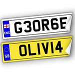 2x KIDS NUMBER PLATES FOR RIDE ON and KIDS ELECTRIC CAR | SELF ADHESIVE (140mm x 35mm) CHILDREN'S ELECTRIC RIDE ON CAR, TRIKE, BIKE, MOBILITY SCOOTER | Personalised Number Plates | Kids Number Plates