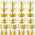 SIQUK 30 Pieces Paper Crowns Gold King Hats for Party and Birthday Celebration