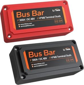 Litime 300A Bus Bar 2 Pack, Power Distribution Block with 4*M8 Terminal Posts, Max. DC 48V for Automotive, Marine, Solar Applications and Electrical System, Red+Black