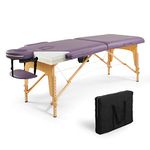 CAPHAUS Premium Memory Foam Massage Table, 84 Inch Foldable & Portable, Height Adjustable Spa Bed, Facial Cradle Salon Bed, 28 Inch Wide, Purple