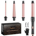 Curling Wand 4 in 1, Hair Curler Ceramic Curling Iron Set with 4 Interchangeable Barrels for Long Thick Thin Hair, Hair Styling Tools with Glove