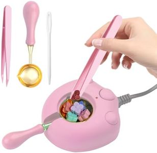 Pink Electric Wax Seal Warmer with Spoon and Tweezers Great Tool for DIY Melting Sealing Wax Beads and Sticks (Pink)