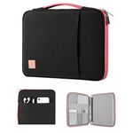 Dadanism 9-11" Tablet Sleeve Organizer Carrying Case with Handle for iPad 9/8/7th 10.2, iPad Pro 11 M4 M2, iPad Air 11, iPad Air 5/4 10.9, iPad 10th 10.9, Galaxy Tab A9+/A8/S9 FE, Black + Pink