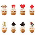 48 Pcs Poker Theme Cupcake Toppers Las Vegas Theme Cupcake Decorations Casino Cupcake Toppers Poker Night Decorations Poker Heart Birthday Cupcake Toppers