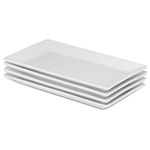 Porcelain Serving Platters - Set of 4 | White Plates | Perfect for Buffets, Deserts, Appetizers & Entrées | Party Plate | M&W