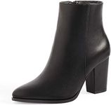 DREAM PAIRS Women's Ankle Boots Chunky Block Heel Booties,Size 8.5,Black/Pu,ANITA