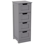 Bath Vida Priano Bathroom 4 Drawer Floor Standing Cabinet Unit Storage Wood, Grey