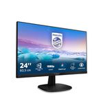 PHILIPS 243V7QJABF - 24 Inch FHD Monitor, 75Hz, 4ms, IPS, Speakers, Smart Image, Narrow Border, LowBlue mode (1920 x 1080, 250 cd/m², HDMI/VGA/DVI)