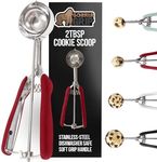 GORILLA GRIP Stainless Steel Cookie Scoop for Baking, 2 TBSP, Multipurpose Melon Baller, Meatball Spring Scoops, Perfect Portion Sizes, Easy Food Release, Scooper Size 40, BPA-Free Kitchen Tool, Red
